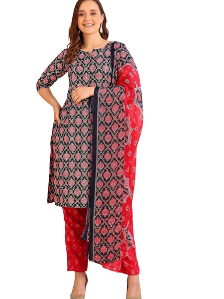 Istyle Can Pink Cotton Printed Kurta Pant Dupatta Set for Women My Store