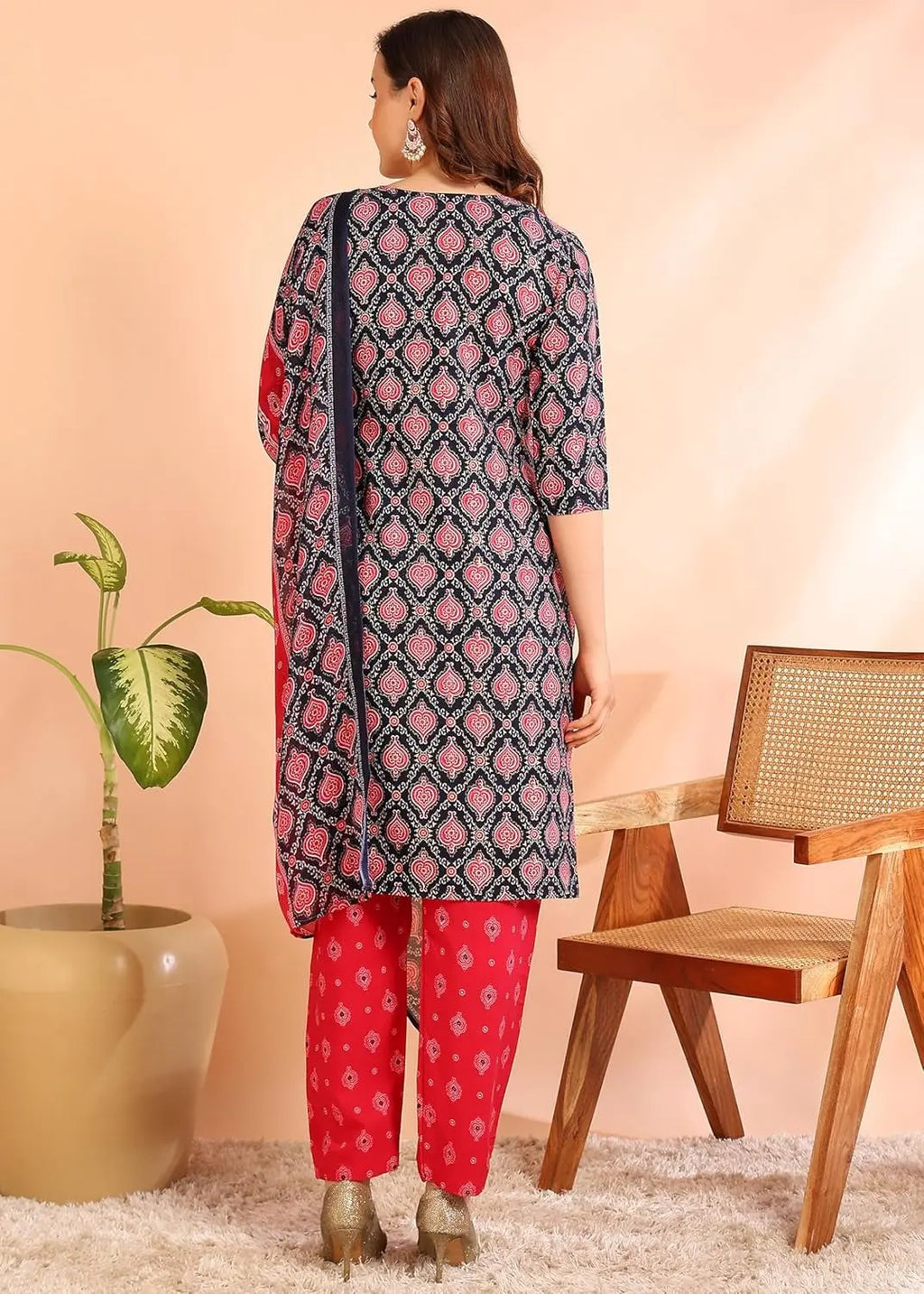 Istyle Can Pink Cotton Printed Kurta Pant Dupatta Set for Women My Store