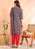 Istyle Can Pink Cotton Printed Kurta Pant Dupatta Set for Women My Store