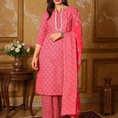 Istyle Can Pink Cotton Printed Kurta Pant Dupatta Set for Women My Store