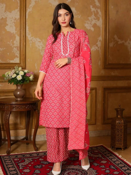 Istyle Can Pink Cotton Printed Kurta Pant Dupatta Set for Women My Store