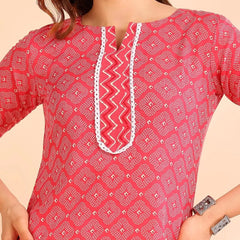 Istyle Can Pink Cotton Printed Kurta Pant Dupatta Set for Women My Store