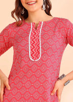 Istyle Can Pink Cotton Printed Kurta Pant Dupatta Set for Women My Store