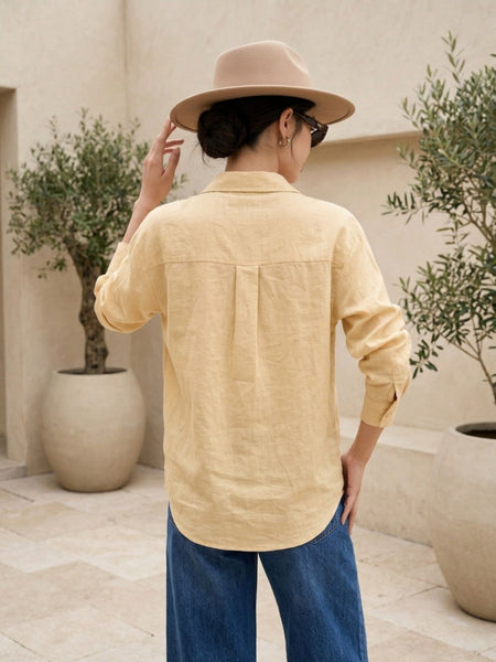 Istyle Can SRT-01 Beige cotton linen women shirt view 2
