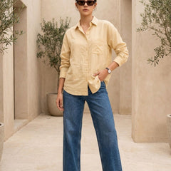 Istyle Can SRT-01 Beige cotton linen women shirt view 3