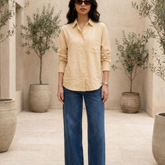 Istyle Can SRT-01 Beige cotton linen women shirt view 4