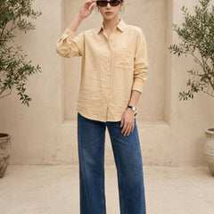 Istyle Can SRT-01 Beige cotton linen women shirt view 7