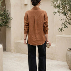 Istyle Can SRT-01 Brown cotton linen women shirt view 2