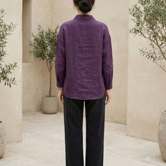 Istyle Can SRT-01 Purple cotton linen women shirt view 2