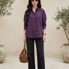 Istyle Can SRT-01 Purple cotton linen women shirt view 5