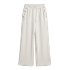 Istyle Can white mid-rise straight fit trousers for women with elastic waist and side pockets