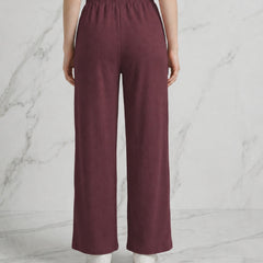 Istyle Can wine mid-rise straight fit trousers for women with elastic waist and side pockets