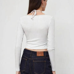 Istyle Can White Women’s Halter Neckline Knotted Cross-Wrap Crop Top My Store