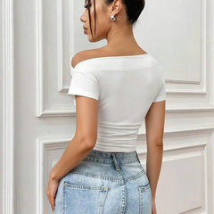 Istyle Can White Women’s Korean Solid Pleated Cropped Top My Store