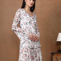 Women's Floral Mesh Mini Dress - Long Sleeve V-Neck Slim Fit