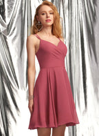 Istyle Can Solid Wine A-Line V-Neck Chiffon Homecoming & Prom Party Dress Istyle Can