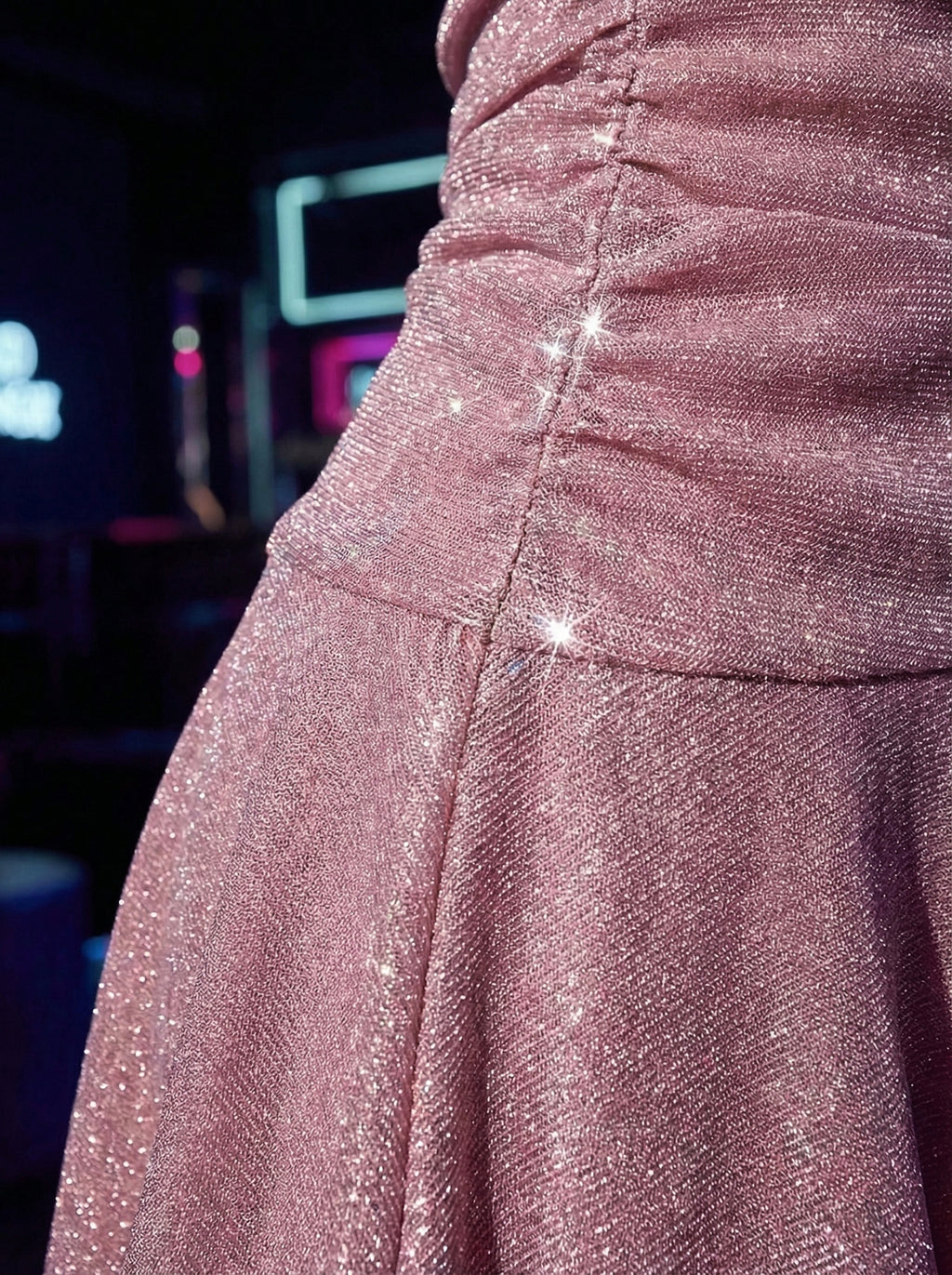 Aura Luxe Women's Glitter Lurex One-Shoulder Mini Dress - Solid Shimmering