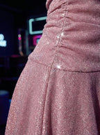 Aura Luxe Women's Glitter Lurex One-Shoulder Mini Dress - Solid Shimmering