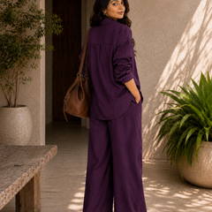 Women's Solid Cotton Co-Ord Set