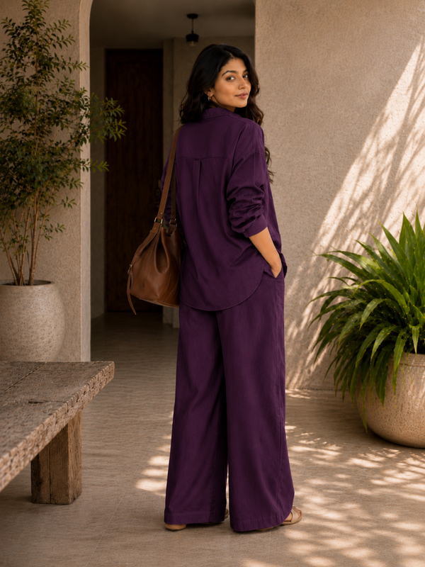 Women's Solid Cotton Co-Ord Set