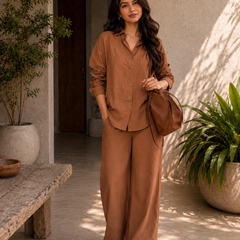 Women's Solid Cotton Co-Ord Set