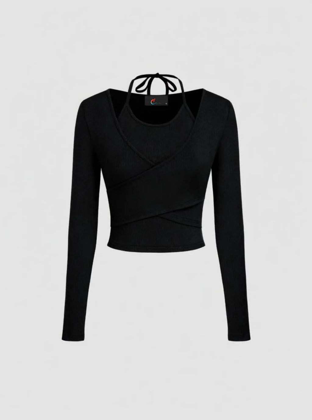 Istyle Can Black Women’s Halter Neckline Knotted Cross-Wrap Crop Top My Store