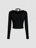 Istyle Can Black Women’s Halter Neckline Knotted Cross-Wrap Crop Top My Store