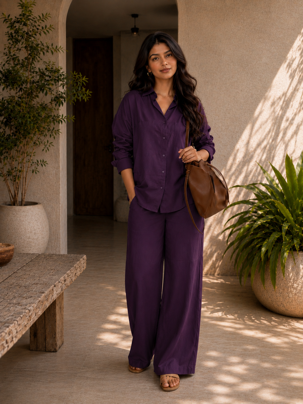 Women's Solid Cotton Co-Ord Set