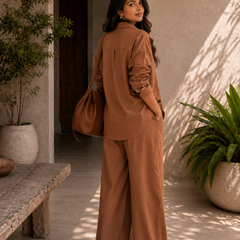 Women's Solid Cotton Co-Ord Set