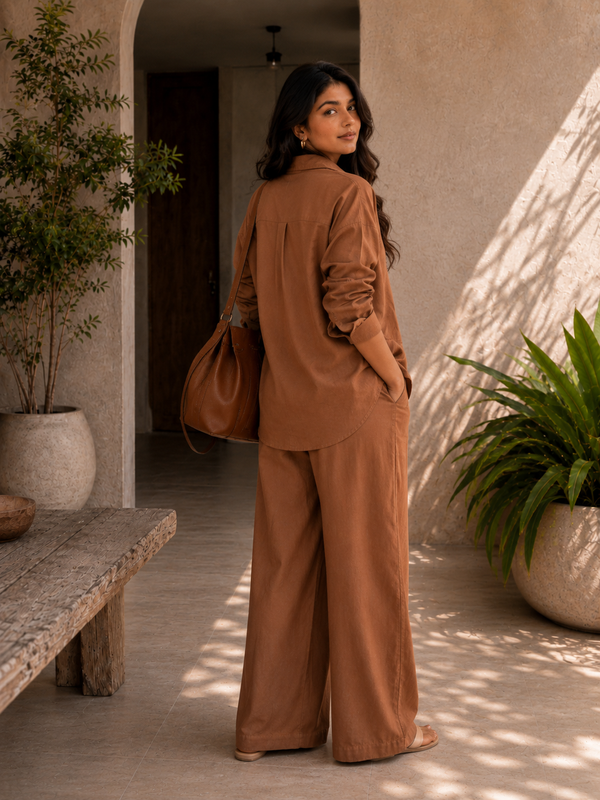 Women's Solid Cotton Co-Ord Set