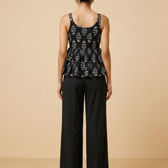Istyle Can Black / Black cotton cambric peplum top and wide leg trouser co-ord set - view 10