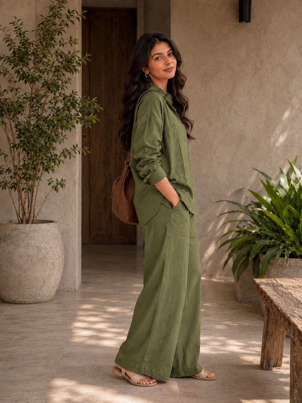 Women's Solid Cotton Co-Ord Set