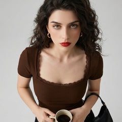 Brown crop top view 3
