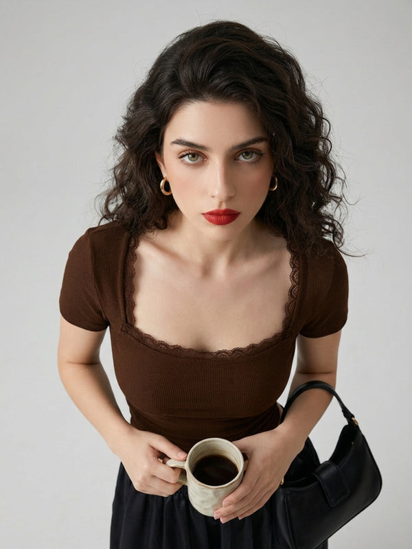 Brown crop top view 3
