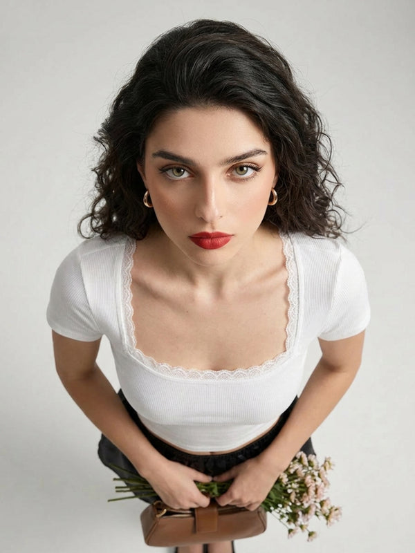 White crop top view 3