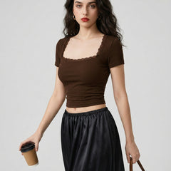 Brown crop top view 5