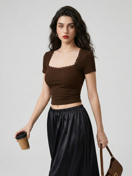 Brown crop top view 5