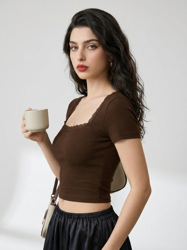 Brown crop top view 9