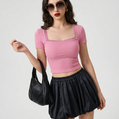 Pink crop top view 4