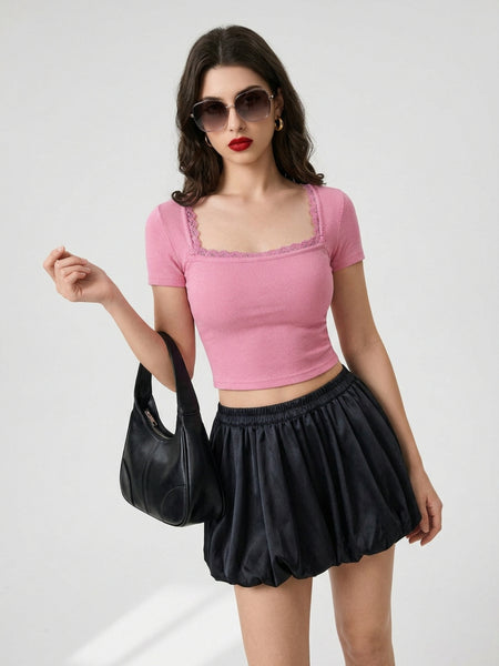 Pink crop top view 4