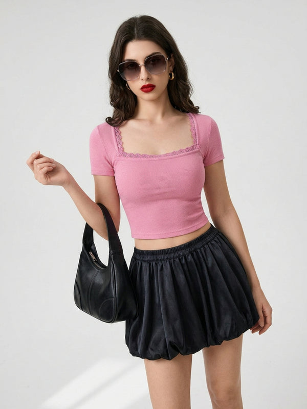Pink crop top view 4