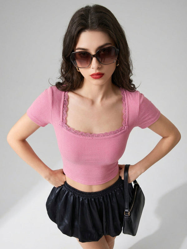 Pink crop top view 8