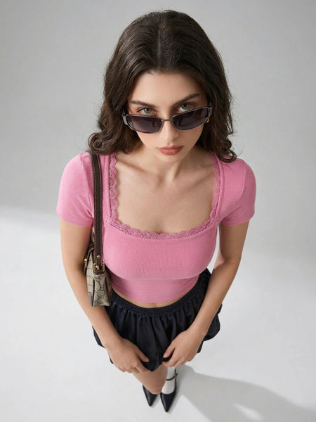 Pink crop top view 3