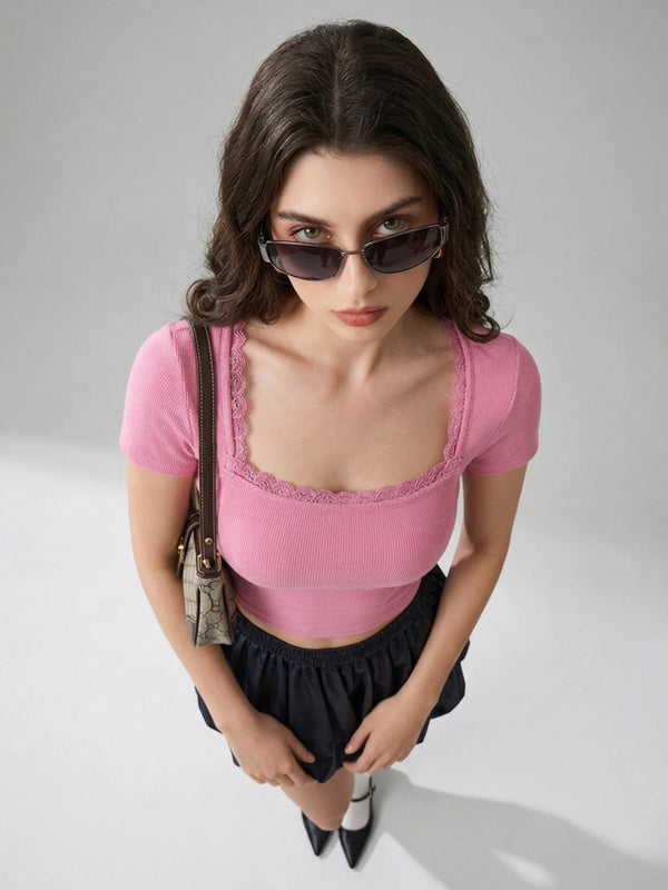 Pink crop top view 3
