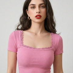 Pink crop top view 6