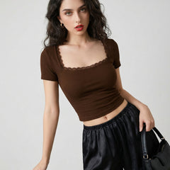 Brown crop top view 4
