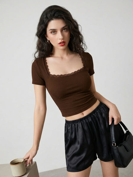 Brown crop top view 4