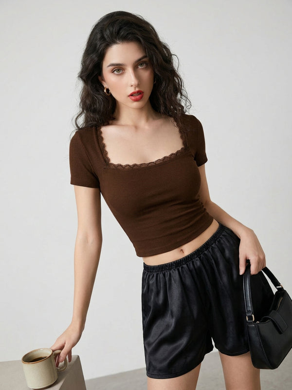 Brown crop top view 4