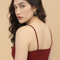 maroon top