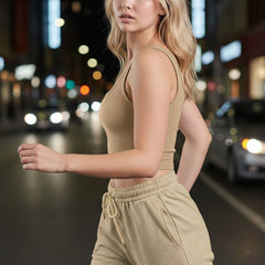 beige top